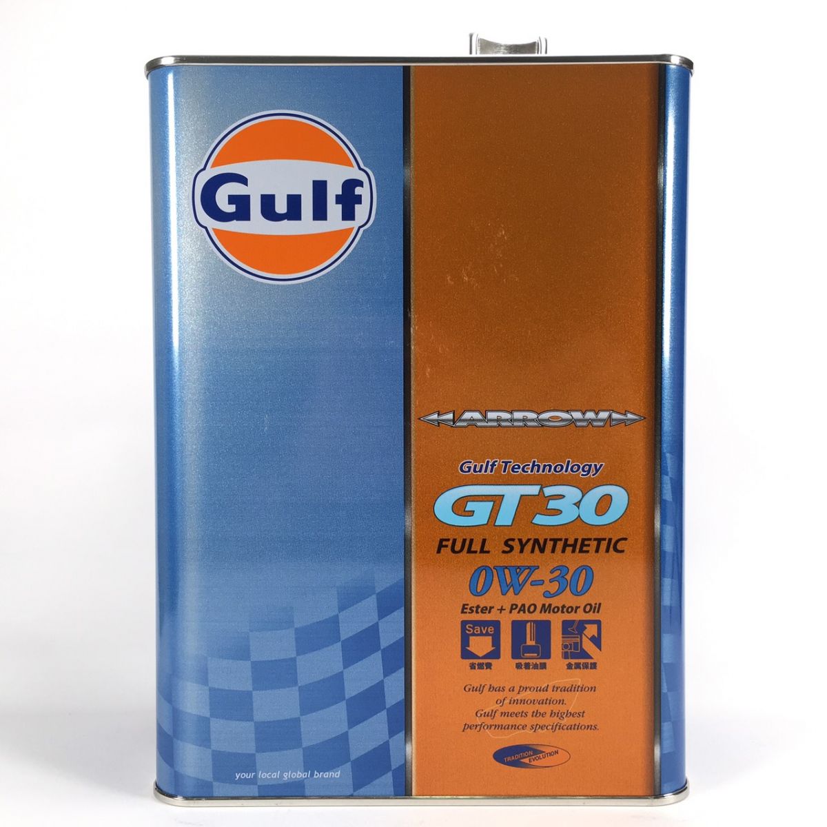 GULF ARROW GT30 0W-30 全合成機油 Ester + PAO 配方 日本鐵桶4L